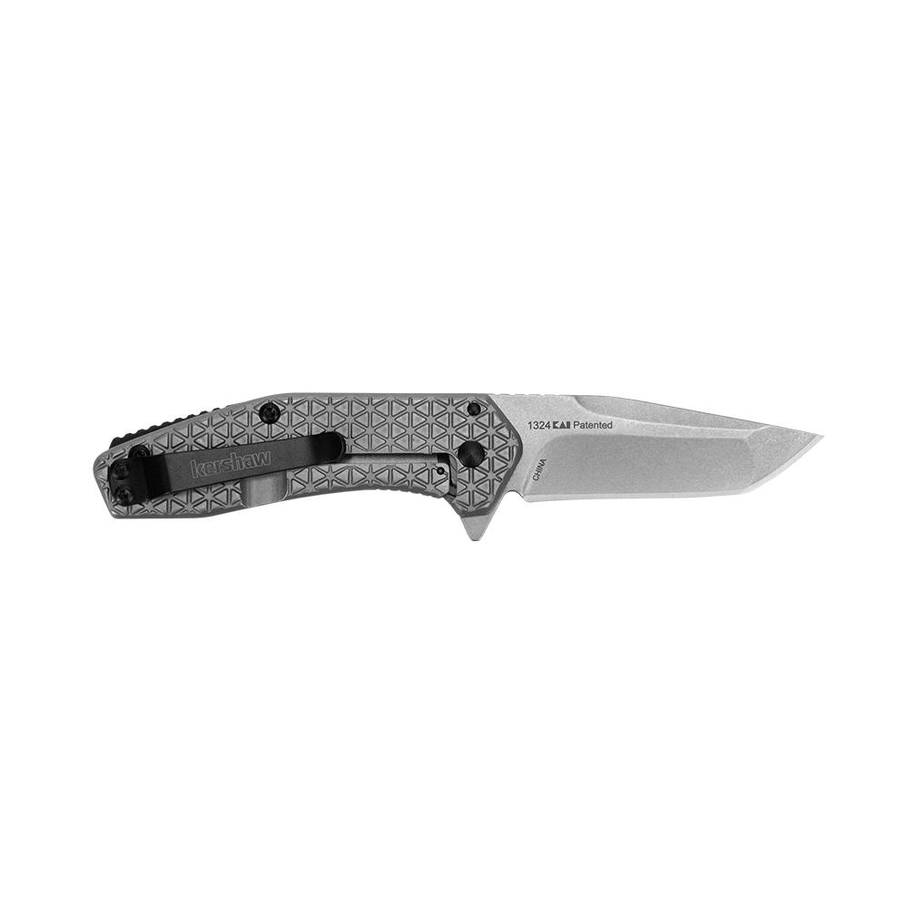 Kershaw Cathode Folding Knife 2-1/4" American Tanto Blade Silver Picture of Kershaw Knives Kershaw Cathode Assisted Opening Flipper Knife (2.25" Stonewash)