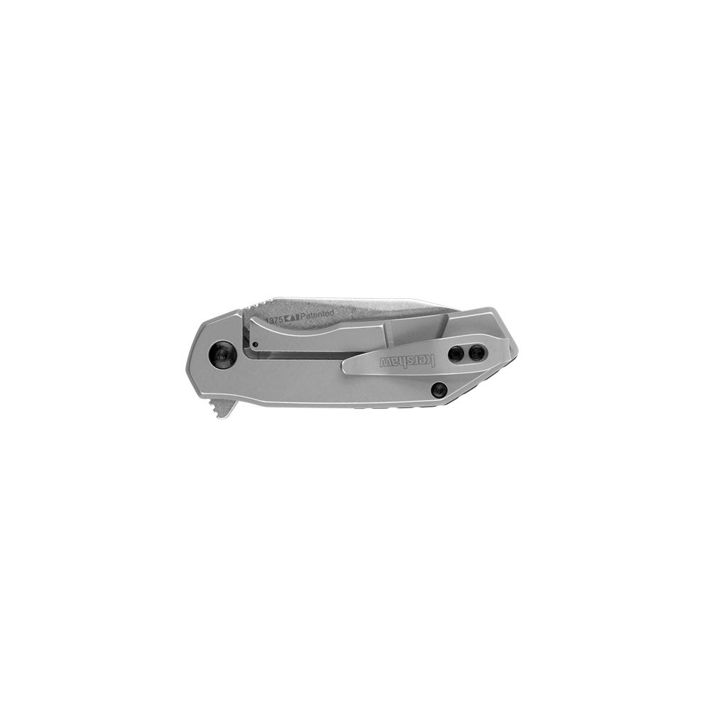 Kershaw Valve Folding Knife 2-1/4" Drop Point Blade Silver Picture of Kershaw Knives Kershaw Valve Frame Lock Knife Bead Blast Stainless Steel (2.25" Stonewash)