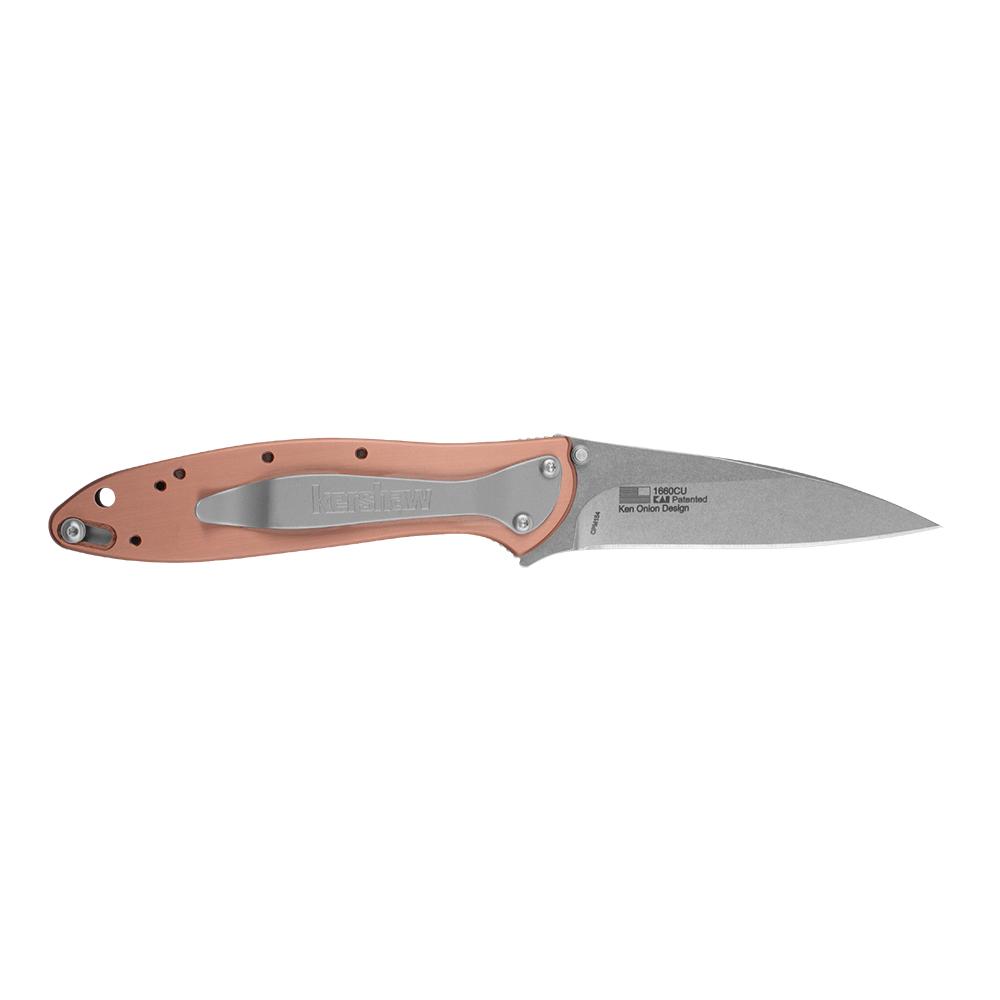 Kershaw Leek Folding Knife 3" Drop Point Blade Copper Picture of Kershaw Knives Kershaw Copper Leek Assisted Opening Knife (3" Stonewash)