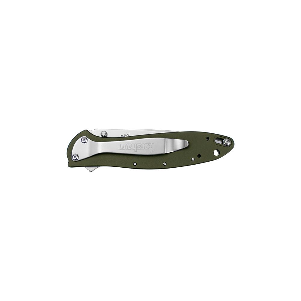 Kershaw Leek Folding Knife 3" Drop Point Blade Olive Picture of Kershaw Knives Kershaw Olive Leek Assisted Opening Knife (3" Stonewash)