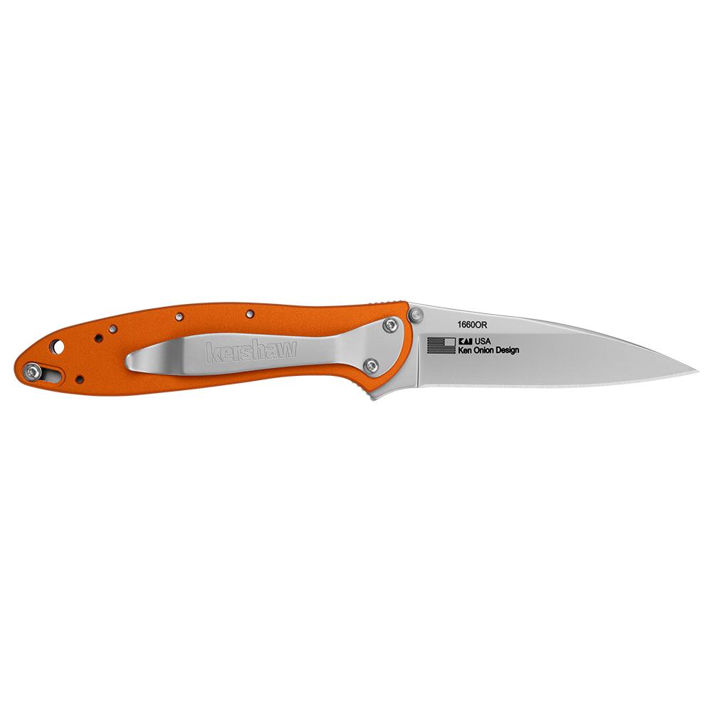 Kershaw Leek Folding Knife 3" Drop Point Blade Orange Picture of Kershaw Knives Kershaw Orange Leek Assisted Opening Knife (3" Stonewash)