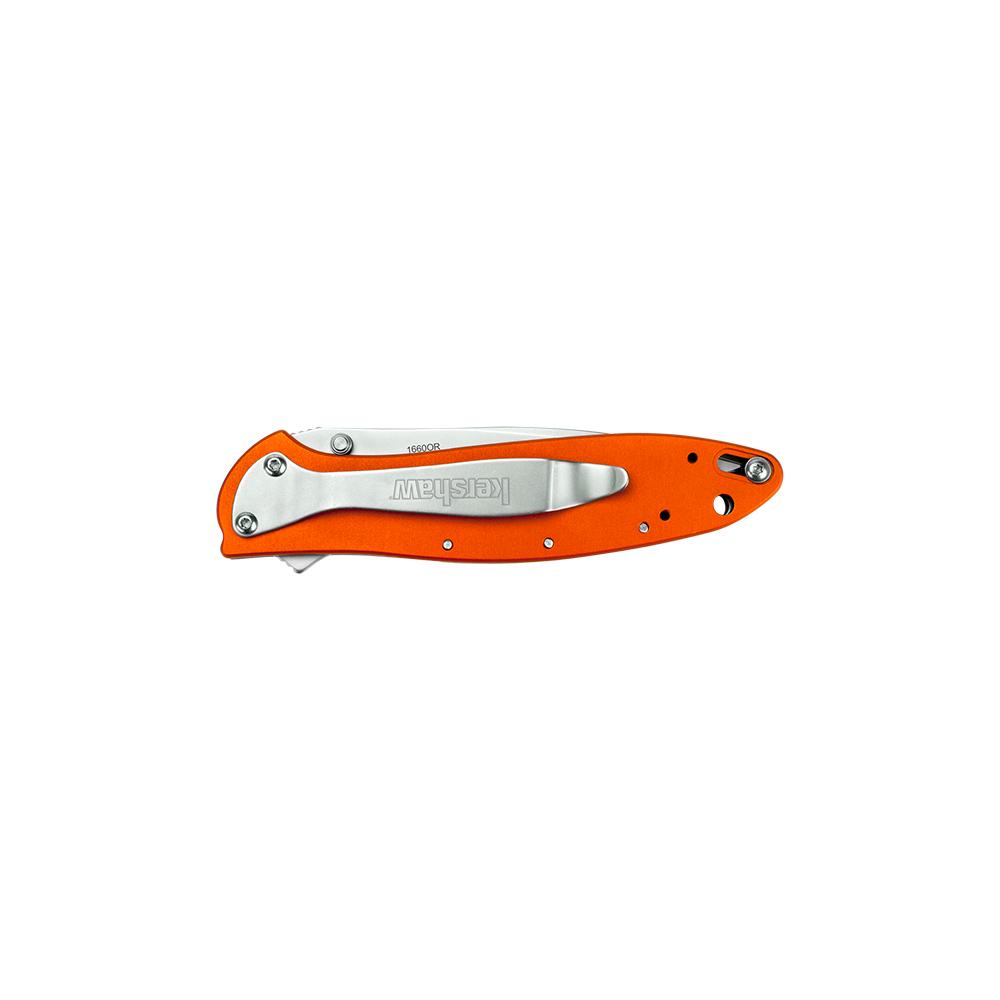 Kershaw Leek Folding Knife 3" Drop Point Blade Orange Picture of Kershaw Knives Kershaw Orange Leek Assisted Opening Knife (3" Stonewash)