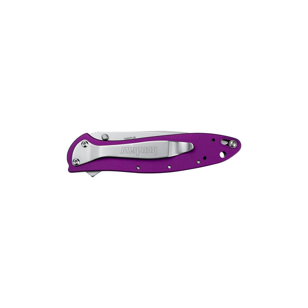 Kershaw Leek Folding Knife 3" Drop Point Blade Purple Picture of Kershaw Knives Kershaw Purple Leek Assisted Opening Knife (3" Stonewash)