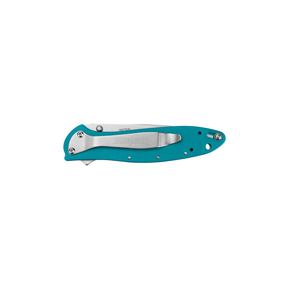 Kershaw Leek Folding Knife 3" Drop Point Blade Teal Picture of Kershaw Knives Kershaw Teal Leek Assisted Opening Knife (3" Stonewash)