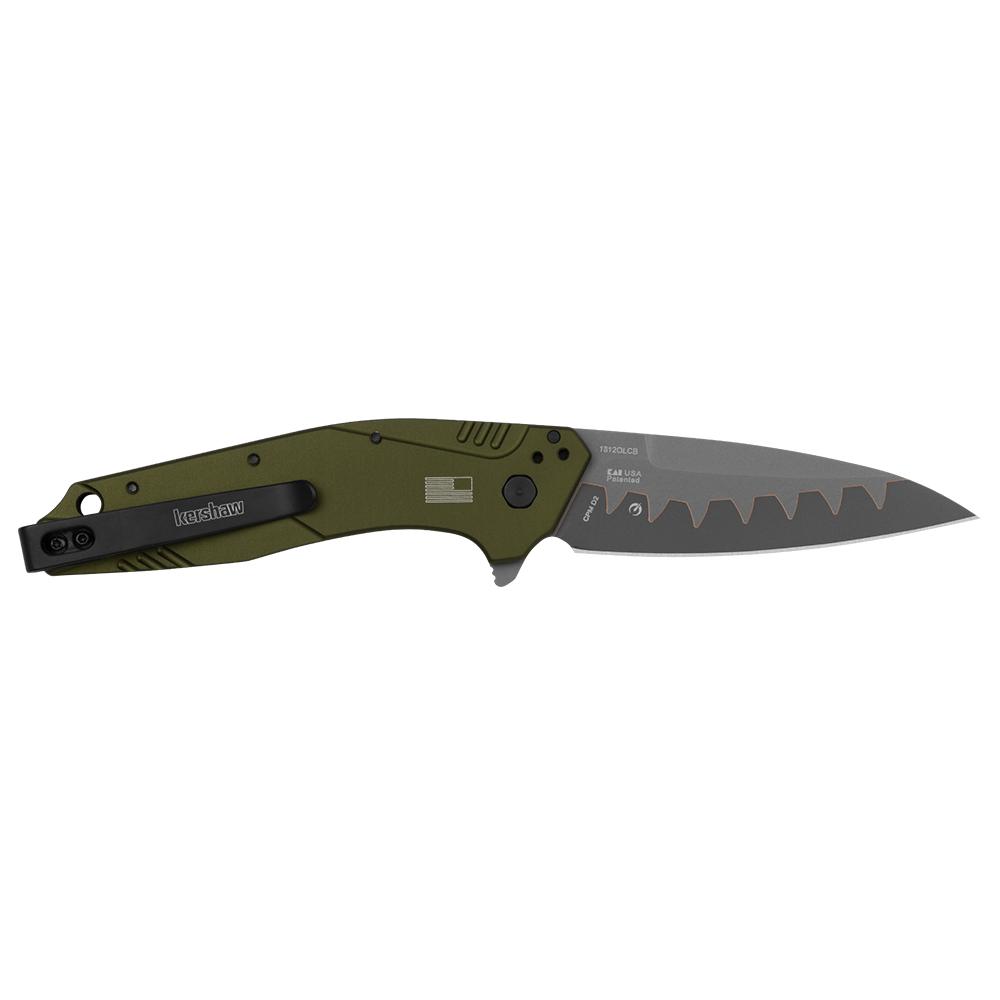Kershaw Dividend Folding Knife 3" Drop Point Blade Olive Picture of Kershaw Knives Kershaw Dividend Assisted Opening Knife Olive (3" Composite)