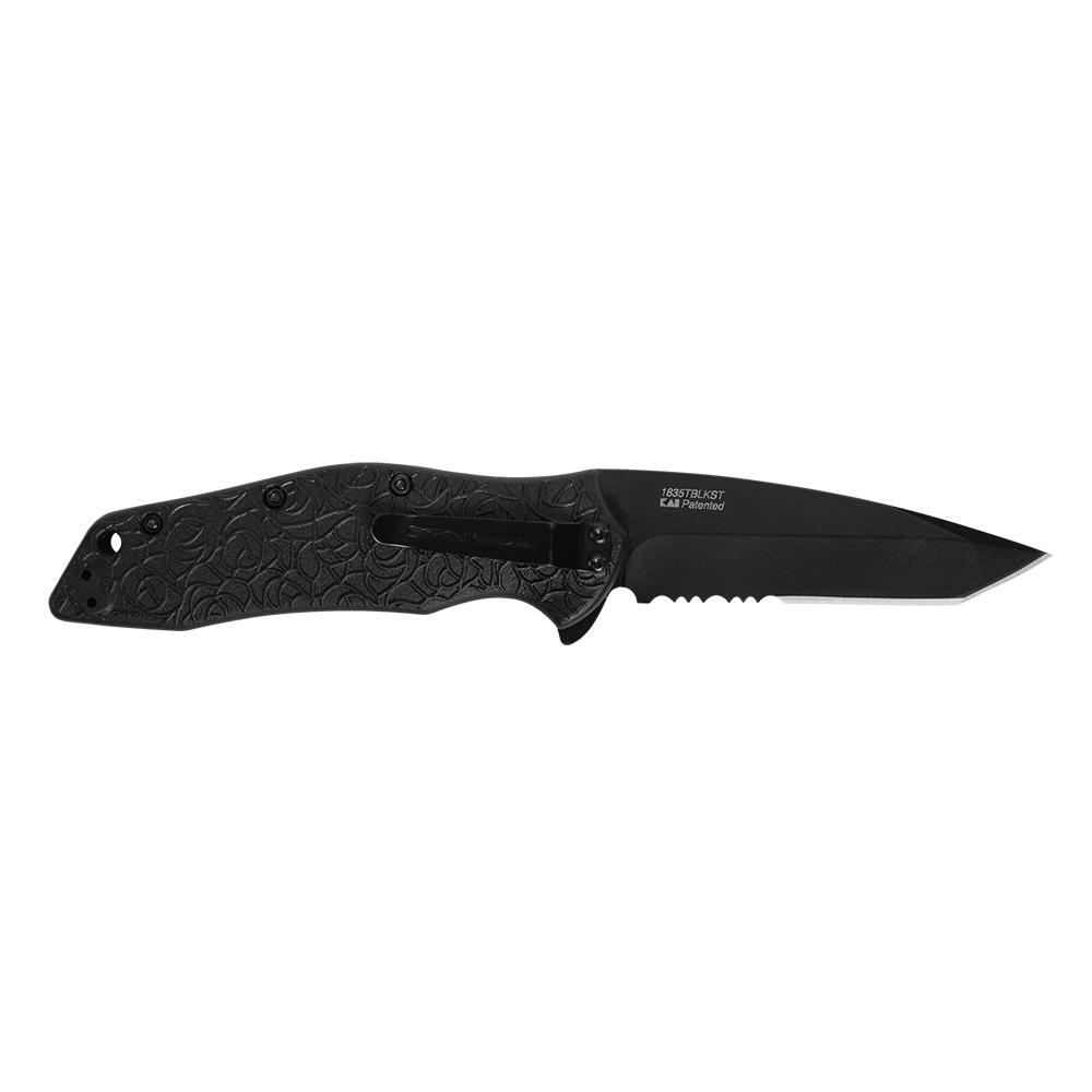 Kershaw Kuro Folding Knife 3-1/10" Partially Serrated American Tanto Blade Black Picture of Kershaw Knives Kershaw Kuro Tanto Assisted Opening Knife (3.125" Black Serr)