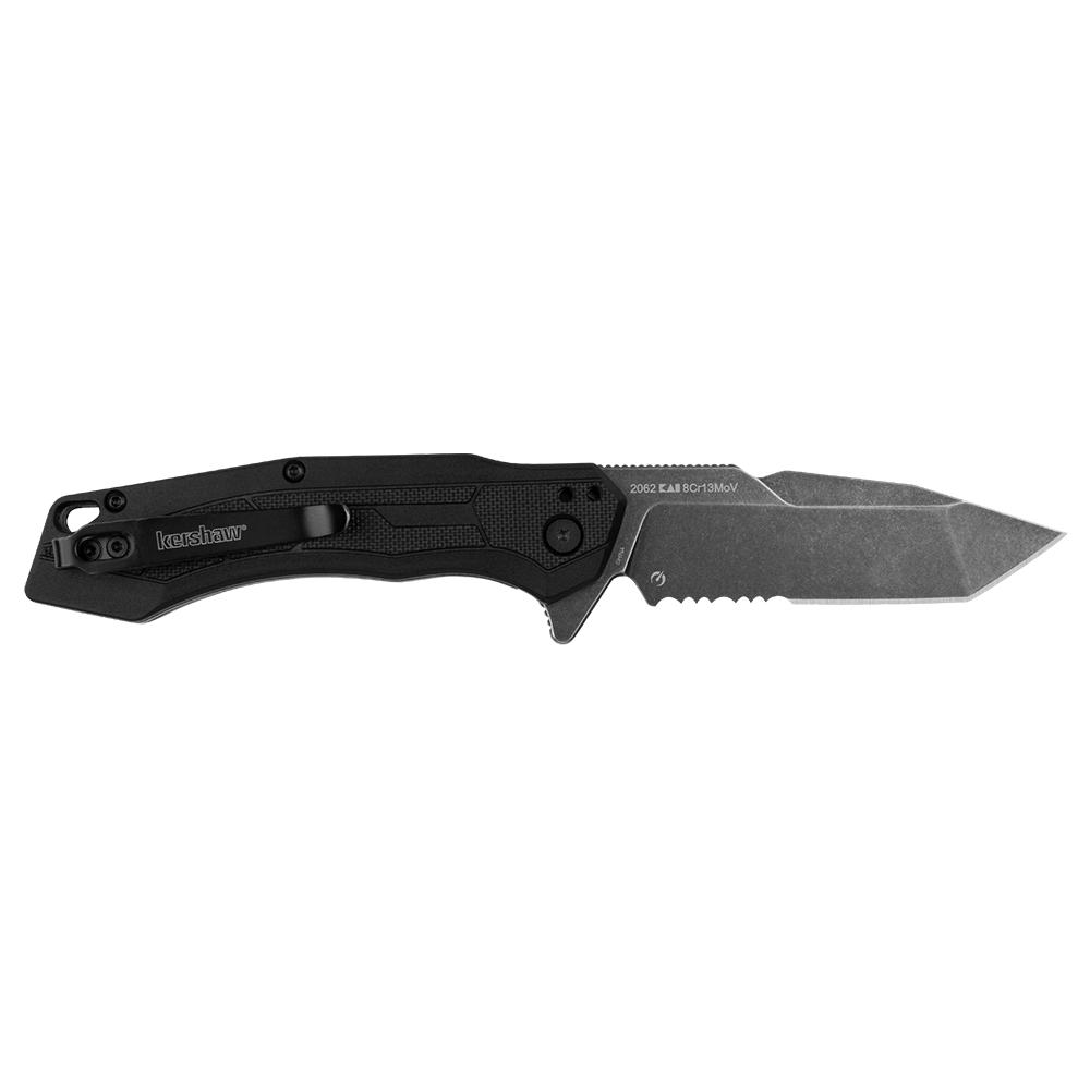 Kershaw Analyst Folding Knife 3-1/4" Partially Serrated Tanto Blade Black Picture of Kershaw Knives Kershaw Analyst Tanto Assisted Opening Knife Black FRN (3.25" BW Serr)
