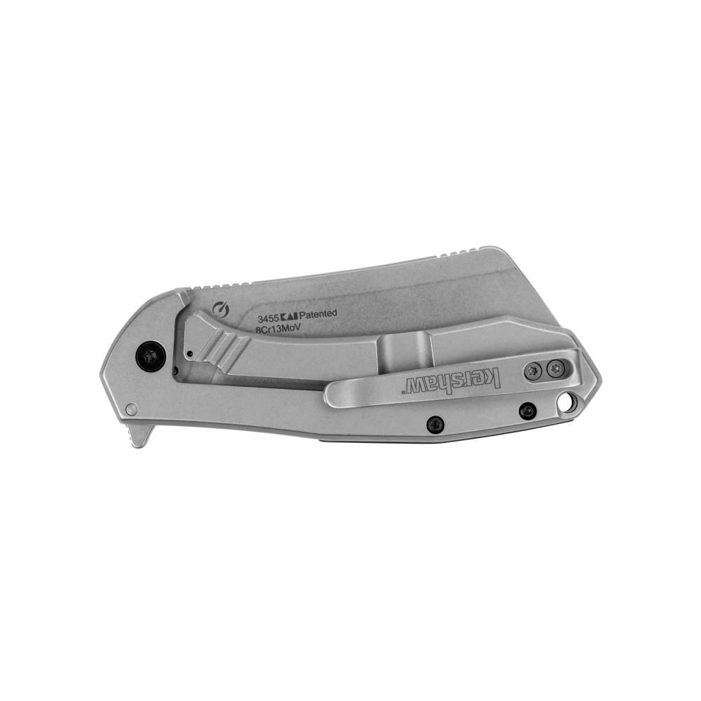Kershaw Bracket Folding Knife 3-2/5" Cleaver Blade Black Picture of Kershaw Knives Kershaw Bracket Cleaver Assisted Frame Lock Knife Black G-10 (3.4" SW)