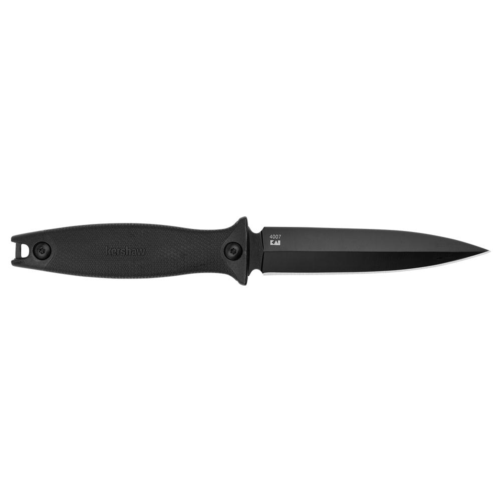 Kershaw Secret Agent Fixed Boot Knife 4-2/5" Spear Point Black with Sheath Picture of Kershaw Knives Kershaw Secret Agent Boot Knife (4.4" Black)