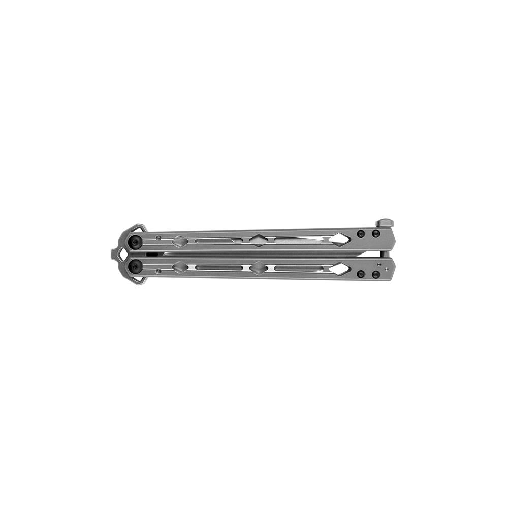 Kershaw Lucha Folding Knife 4-3/5" Drop Point Blade Silver Picture of Kershaw Knives Kershaw Lucha Balisong Butterfly Knife Stainless Steel (4.5" Stonewash)