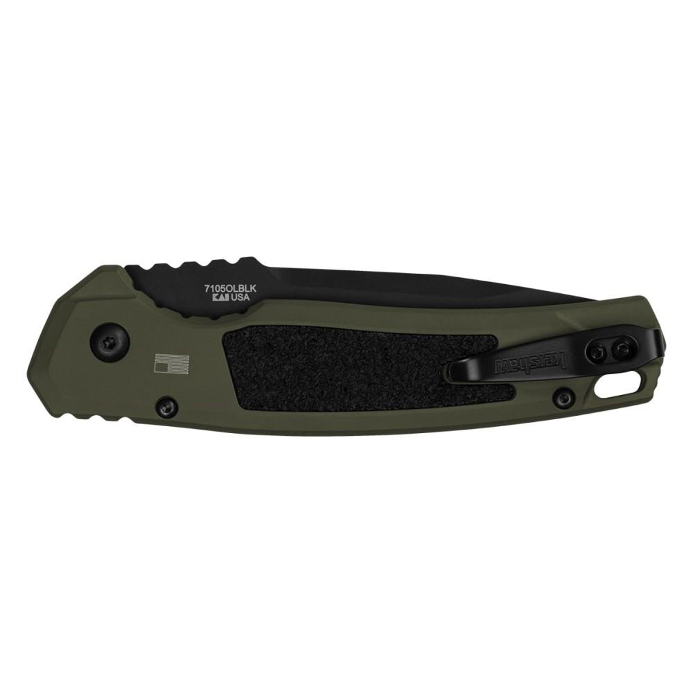 Kershaw Launch 16 Automatic Folding Knife 3-1/2" Tanto Blade Black Olive Picture of Kershaw Knives KERSHAW LAUNCH 16 AUTOMATIC ALUM COATED OL/M4 TANTO BLK 3.45"