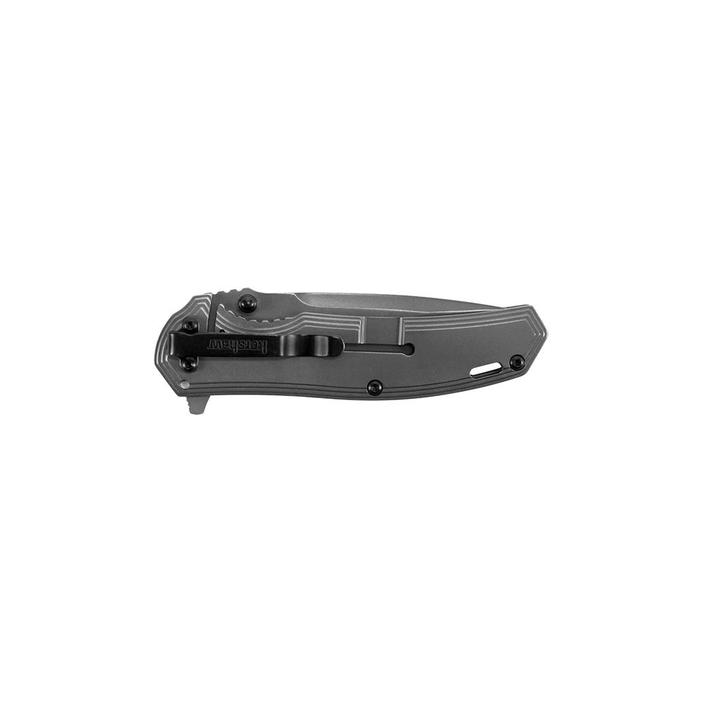 Kershaw Fringe A/O Frame Lock Knife 3" Drop Point Blade Grey Picture of Kershaw Knives Kershaw Fringe A/O Frame Lock Knife Gray SS/Carbon Fiber (3" Gray)