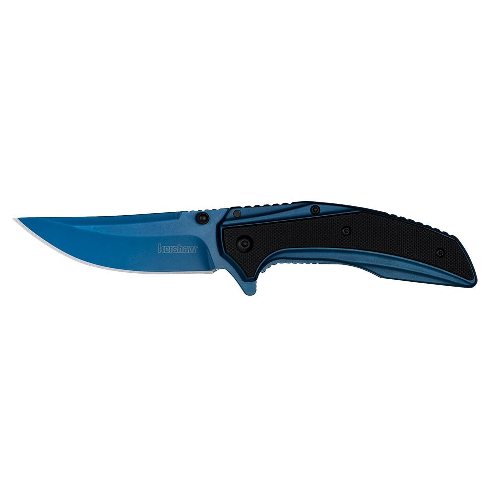 Kershaw Outright Folding Knife 3" Trailing Point Blade Blue Black Picture of Kershaw Knives Kershaw Outright A/O Frame Lock Knife Blue/Black G-10 (3" Blue)