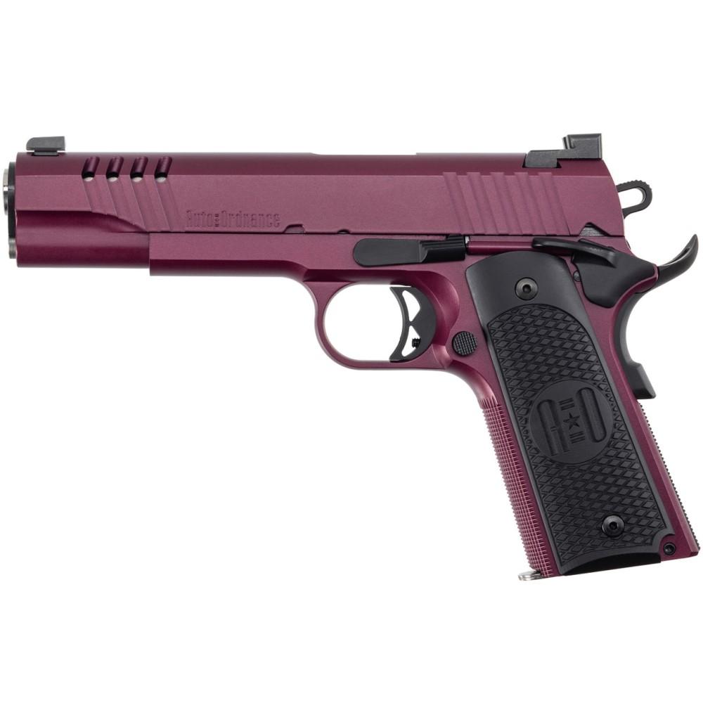 Auto-Ordnance 1911A1 Handgun 45 ACP 7rd Magazine 5" Barrel Cherry Night Sights Picture of Kahr Arms Auto-Ordnance 1911 45cal 5in Barrel Black Cherry 7rd Mag