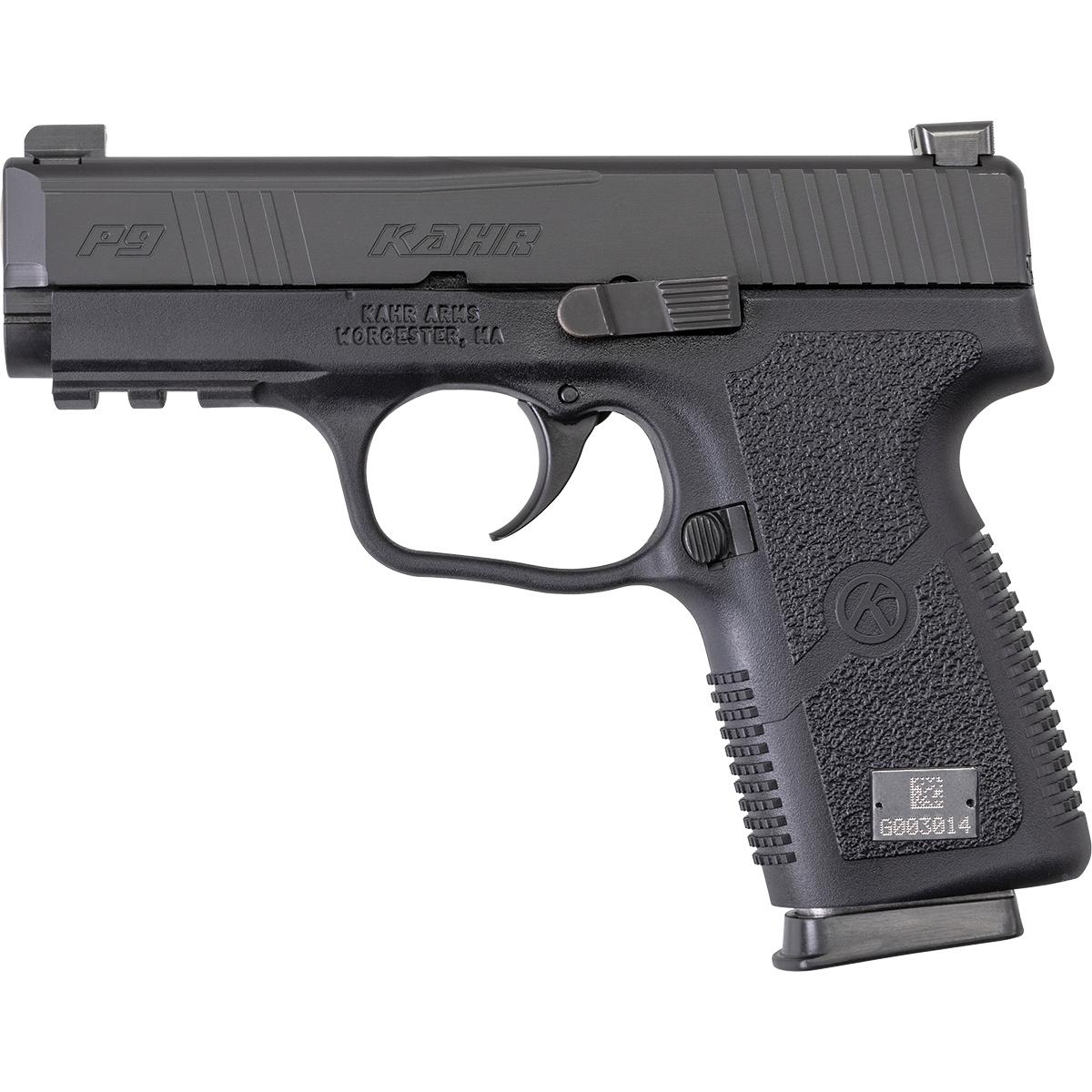Kahr P9-2 Handgun 9mm Luger 7rd Magazines (2) 3.6" Barrel Black with TruGlo Night Sights Picture of Kahr Arms Kahr P9-2 9MM 3.6" BBL Black TruGlo NS 2-7rd mags CA OK