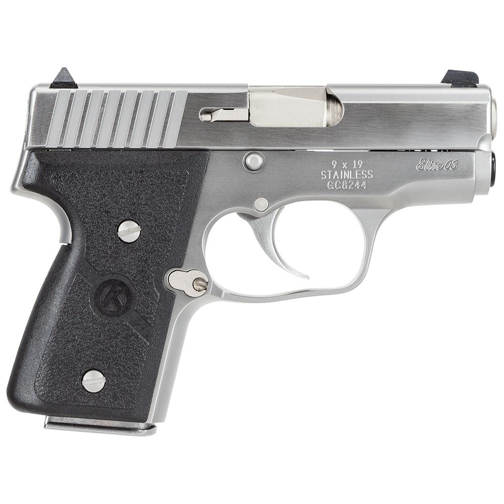 Kahr Arms MK9 Elite Handgun 9mm Luger 6rd (2) & 7rd (1) Magazines 3" Barrel Silver wil Black Checkered Grip CA Compliant Picture of Kahr Arms MK9 3.0? ElitePolished sts/ckd frtstrp/2-6rd MK620/1-7RD MK720 CA OK