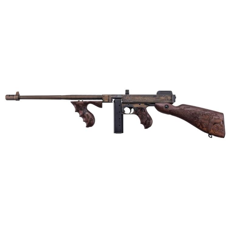 Thompson 1927A1 "Bonnie & Clyde" Carbine .45 Auto 20rd Stick 50rd Drum Magazines 18" Barrel Wood Stock Picture of Kahr Arms Auto-Ordnance 1927A-1 45cal 18'' Brl Bonnie & Clyde 50rd Drum & 20rd Mag