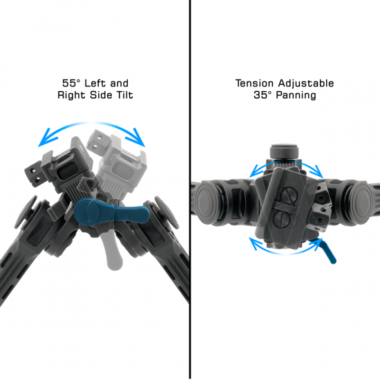 Leapers UTG Big Bore Full Stability Bipod 9"-14" Center Height Black Picture of Leapers Inc. UTG Bipod Big Bore Full Stability 9in-14in Center Height