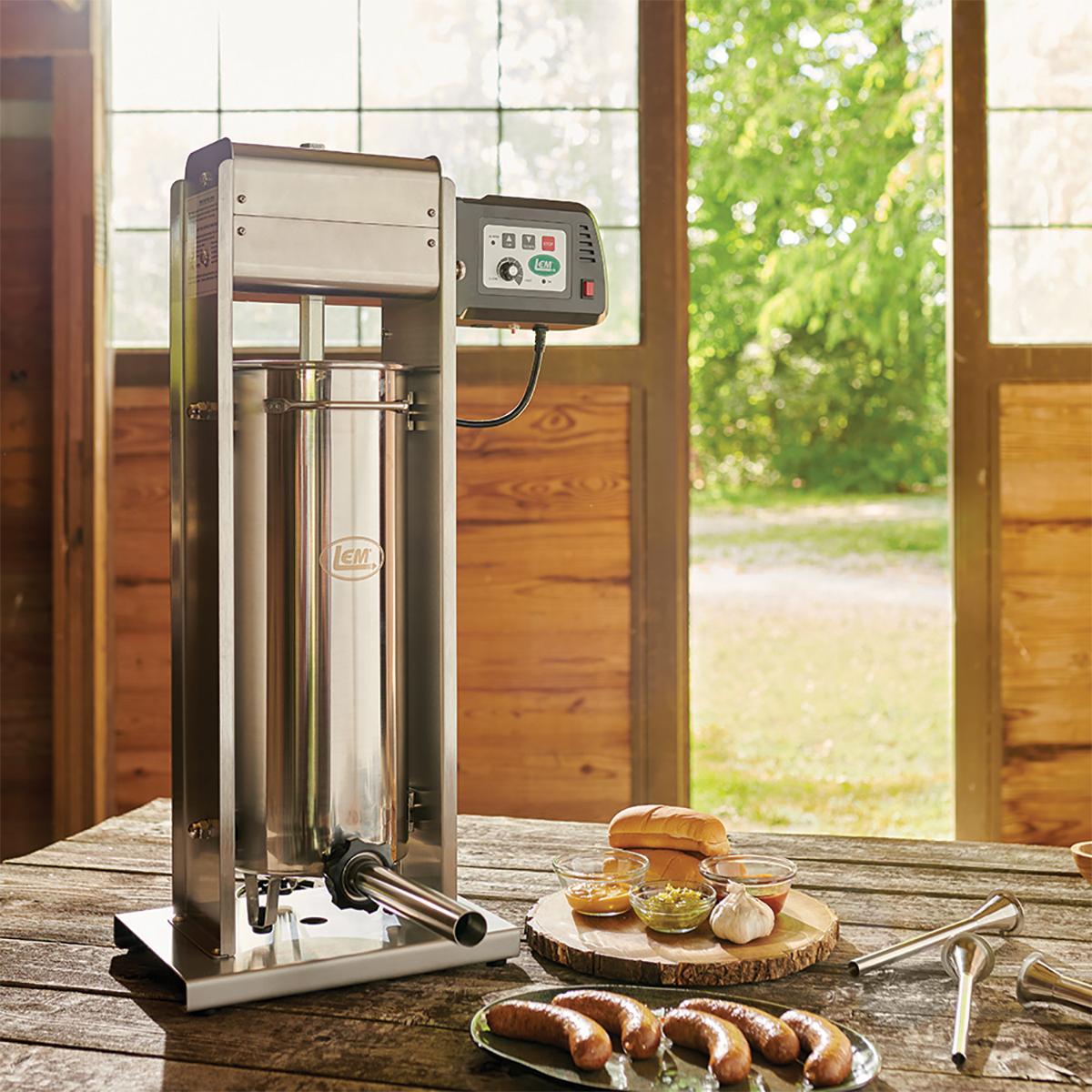 LEM Products Big Bite Motorized Sausage Stuffers - 30 lb. Picture of LEM Products LEM Products Big Bite 30lb w/Motor & 4 Stainless Steel Tubes