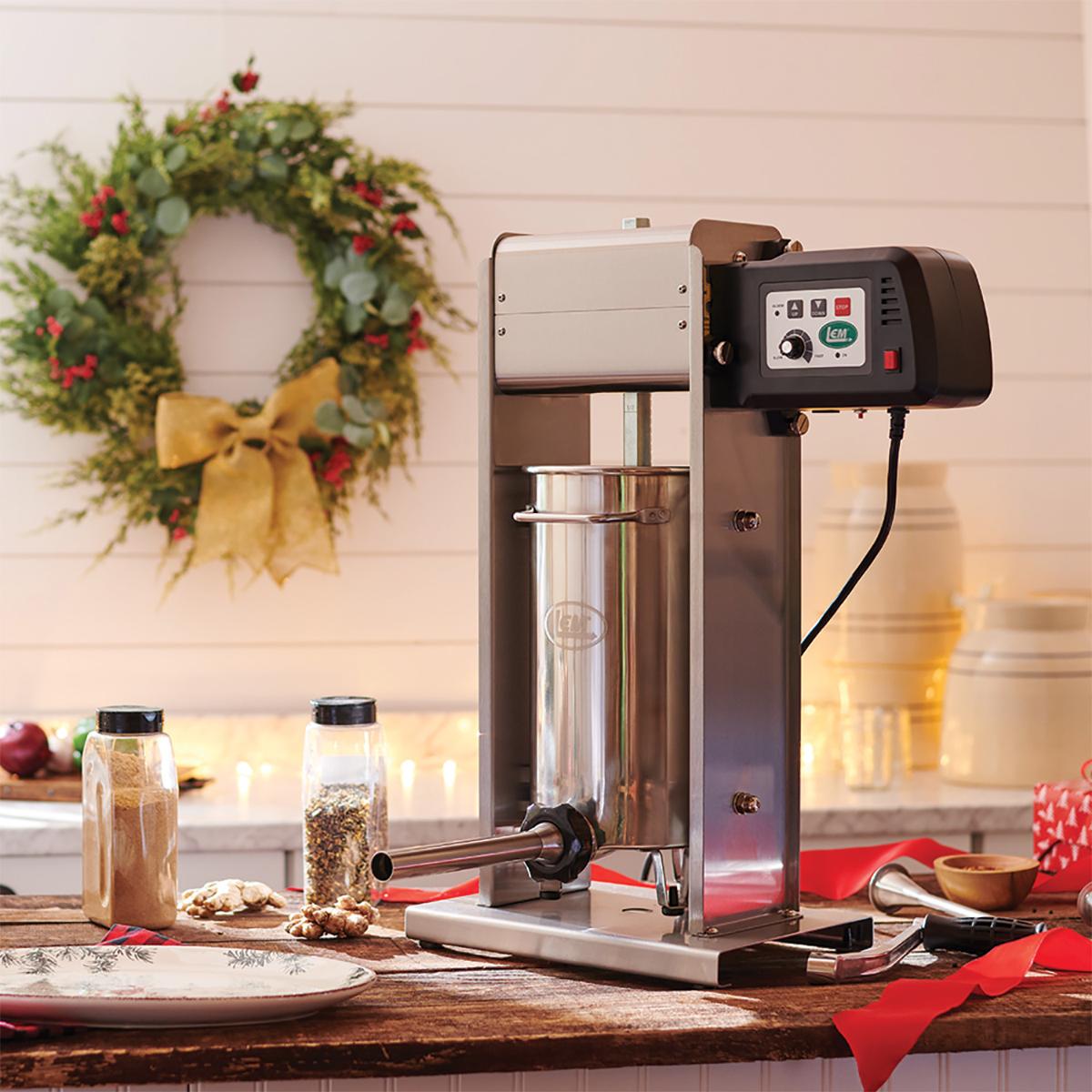 LEM Products Big Bite Motorized Sausage Stuffers - 20 lb. Picture of LEM Products LEM Products Big Bite 20lb w/Motor & 4 Stainless Steel Tubes