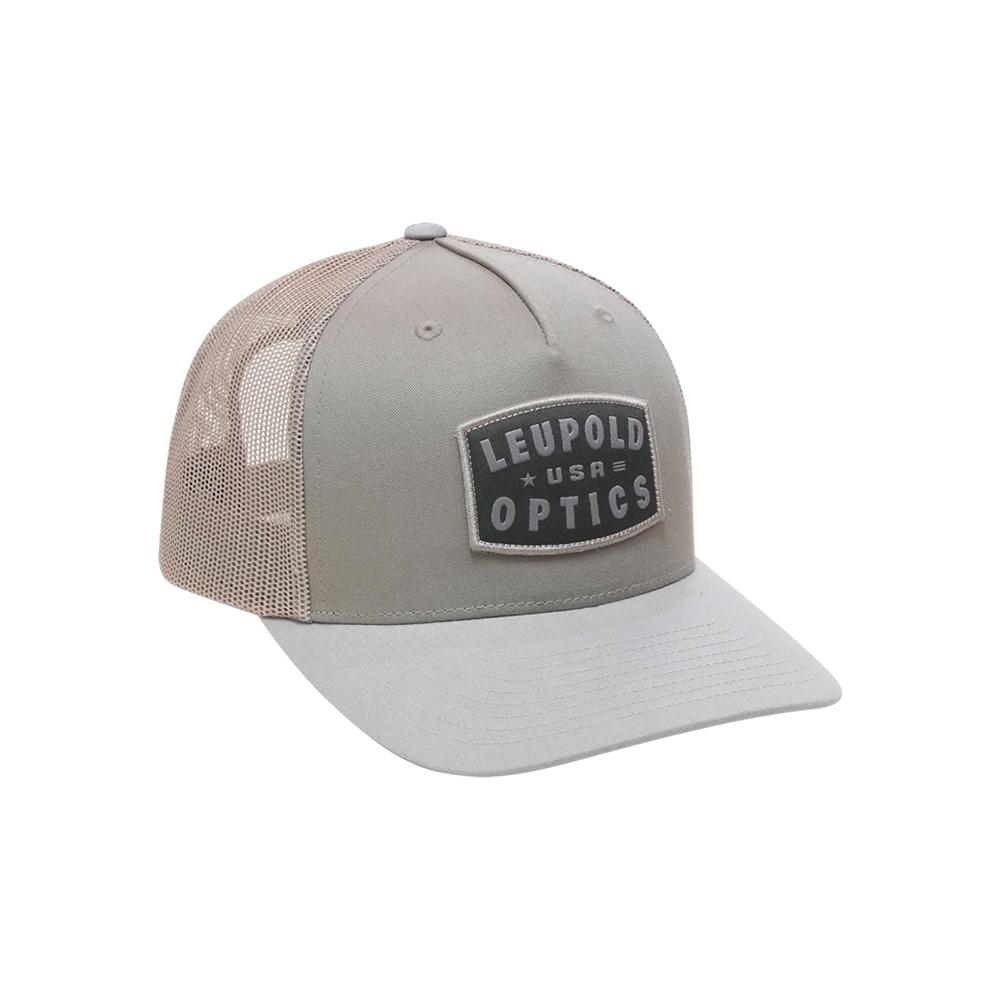 Leupold USA Trucker Hat Khaki Grey Picture of Leupold & Stevens Inc. Leupold Optics USA Trucker Khaki/Gray