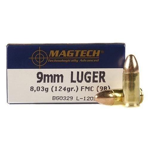 MagTech Handgun Ammunition 9mm Luger 124 gr FMJ 1109 fps 1000/ct Case (20-50/ct Boxes) Picture of Magtech Ammunition CompanyInc MAGTECH AMMO 9MM 124 GR FMJ 1000 RD CASE