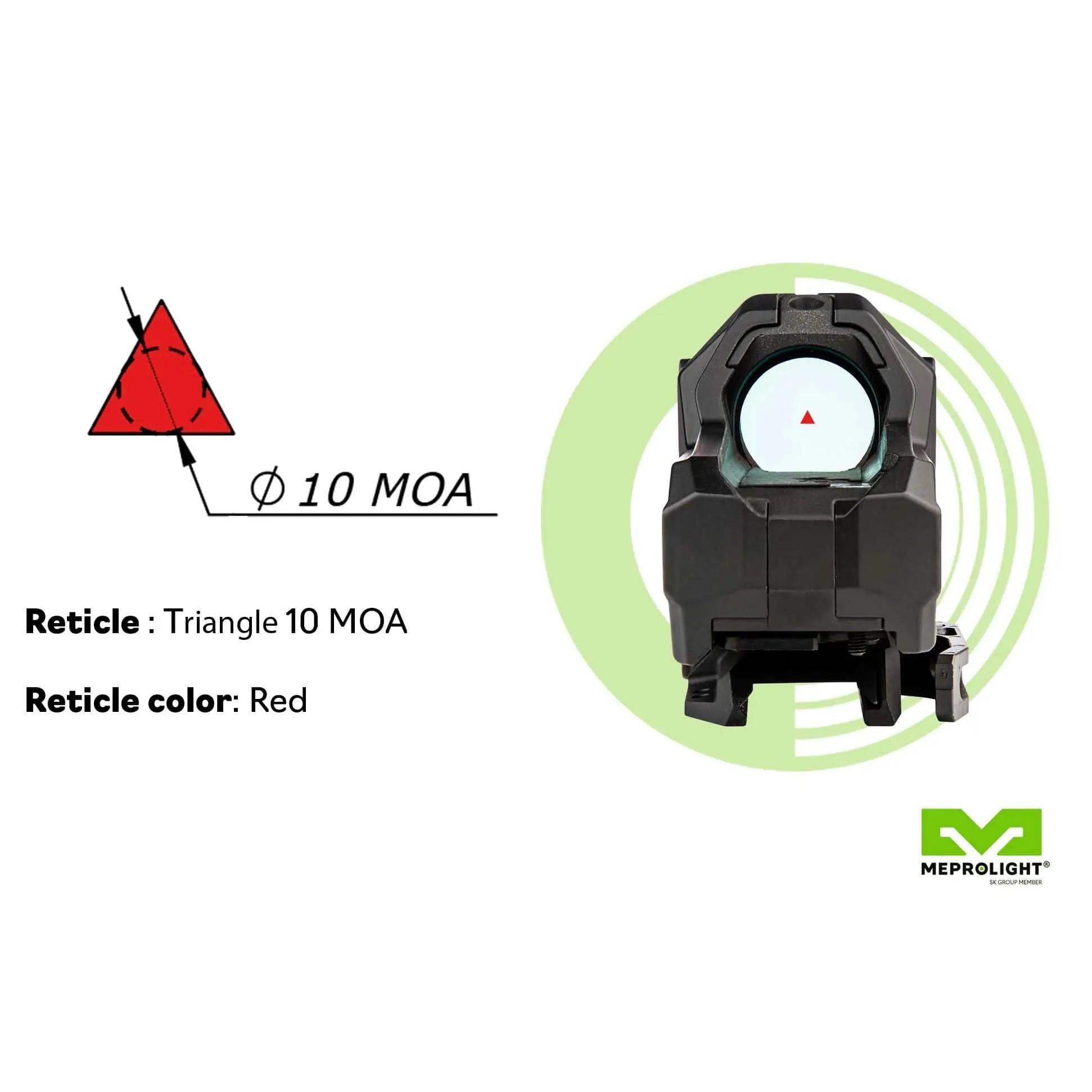 Meprolight M22 Self-Illuminated Reflex Sight Red MOA Triangle Black Picture of Meprolight Sights MEPRO Reflex Optic M22 10 MOA TRIANGLE RED
