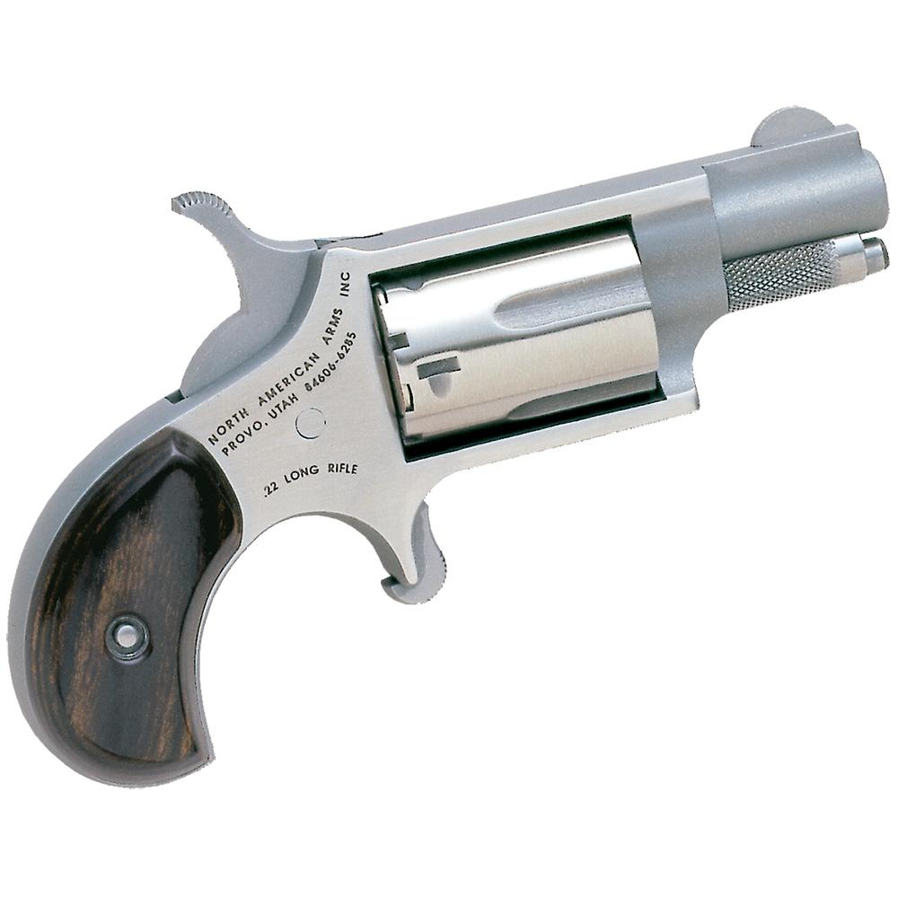 NAA 22LR Mini Revolver Handgun .22 LR 5rd Capacity 1.125" Barrel Silver with Wood Grip Picture of North American Arms NAA MINI REVOLVER .22LR 1-1/8" BRL