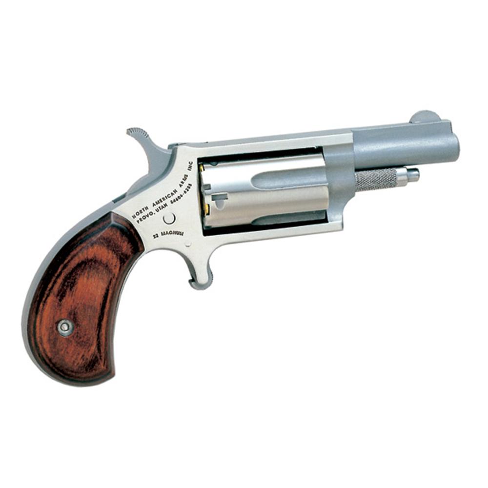 North American Arms 22MC Handgun .22 Mag 5rd Capacity 1.63" Barrel Silver with Wood Grips Picture of North American Arms NAA MINI REVOLVER .22 COMBO 1-5/8" BRL