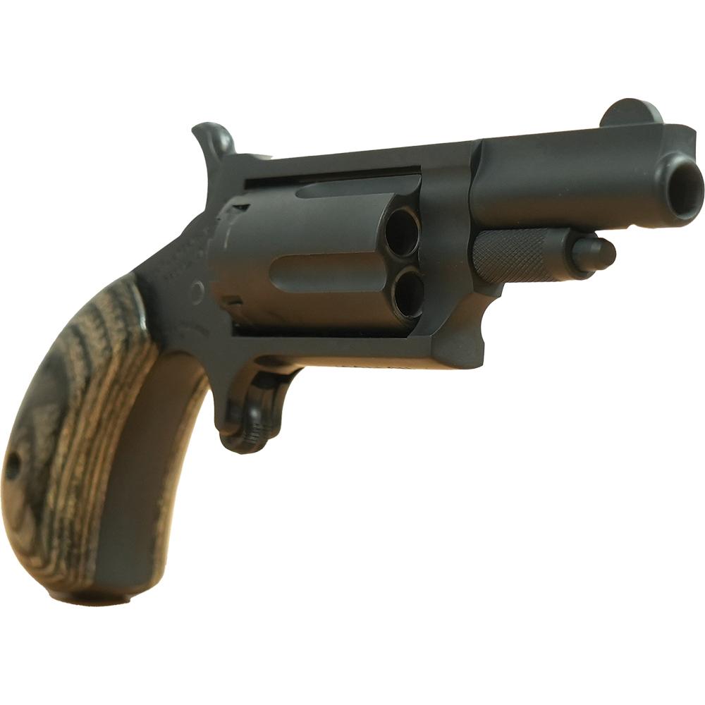 NAA 22M Mini Revolver Handgun .22 Magnum 5rd Capacity 1.625" Barrel Grey Cerakote with Silver & Black Grip Picture of North American Arms .22 MAG Stealth Grey Cerakote Silver & Black Grips