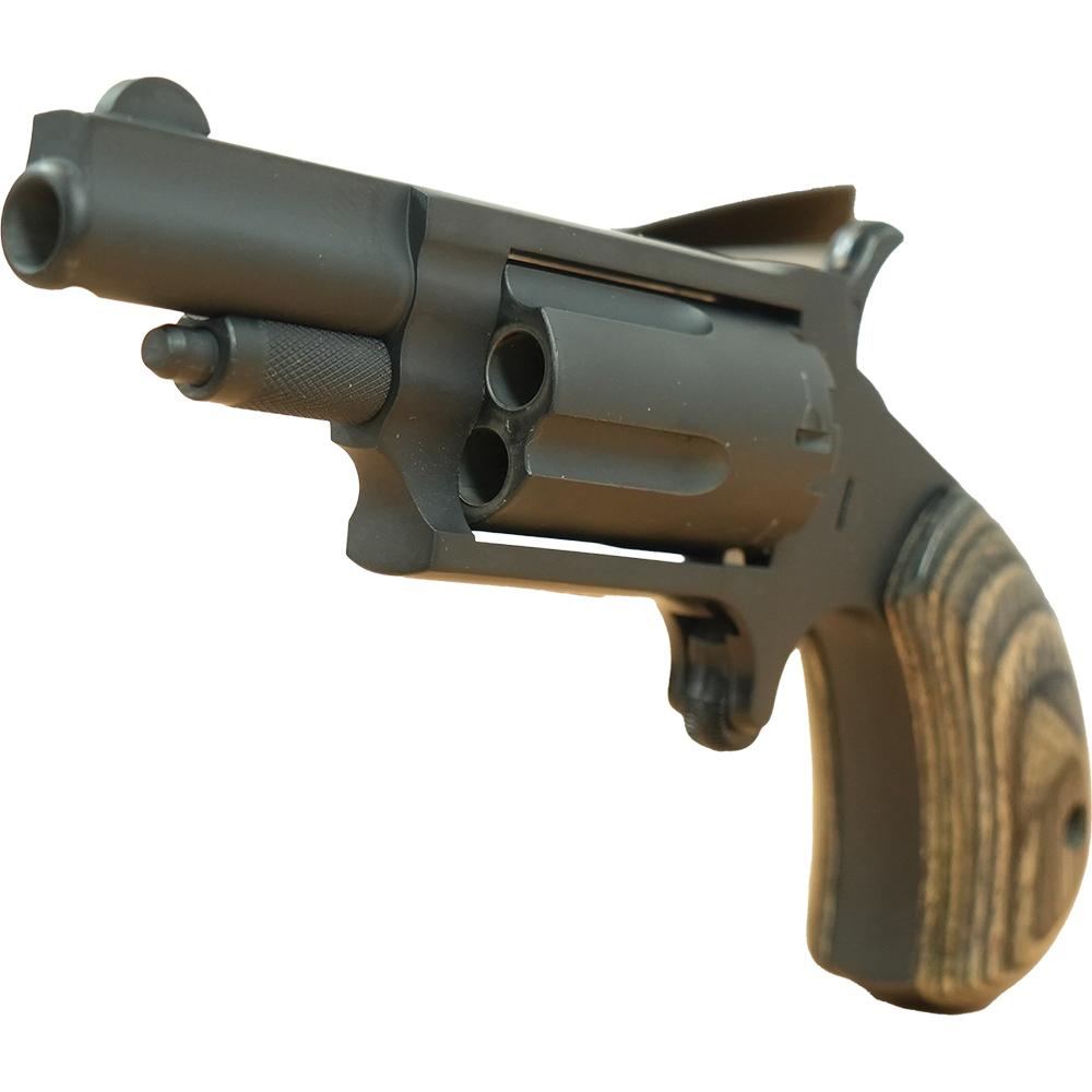 NAA 22M Mini Revolver Handgun .22 Magnum 5rd Capacity 1.625" Barrel Grey Cerakote with Silver & Black Grip Picture of North American Arms .22 MAG Stealth Grey Cerakote Silver & Black Grips