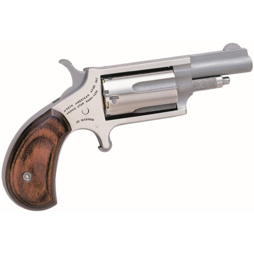 NAA 22M Mini Revolver Handgun .22 Magnum 5rd Capacity 1.625" Barrel Silver with Wood Grip Picture of North American Arms NAA MINI REVOLVER .22MAGNUM 1-5/8" BRL