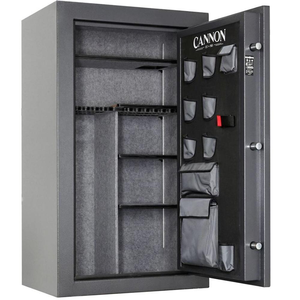 Cannon Fortified 49-Gun Gun Safe Dark Grey 60 Minutes Fire Rated Picture of Cannon Safe Product Cannon Safe Fortified 34Gun / 30min Fire / 7 day water Dark Gray - 3 spoke