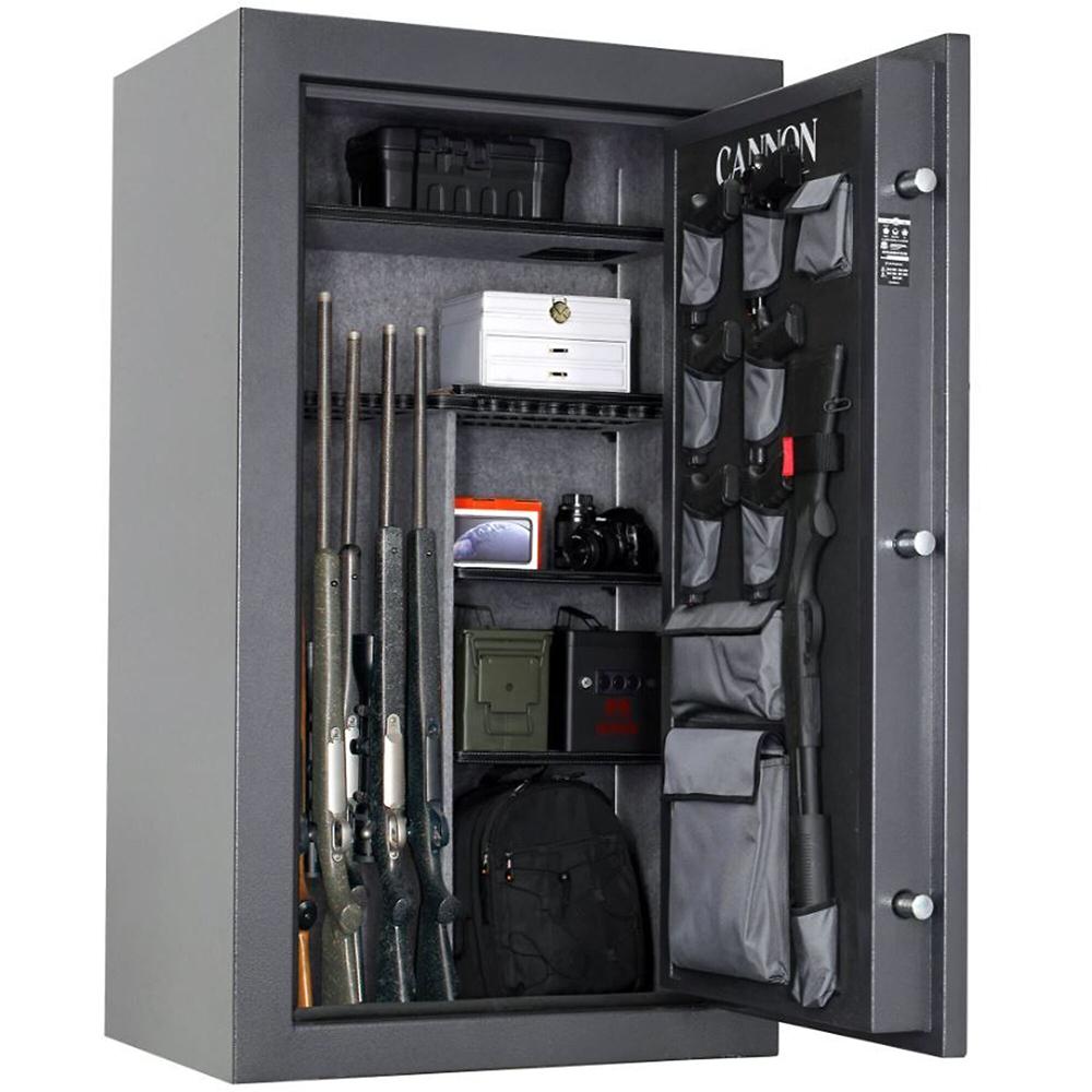 Cannon Fortified 49-Gun Gun Safe Dark Grey 60 Minutes Fire Rated Picture of Cannon Safe Product Cannon Safe Fortified 34Gun / 30min Fire / 7 day water Dark Gray - 3 spoke
