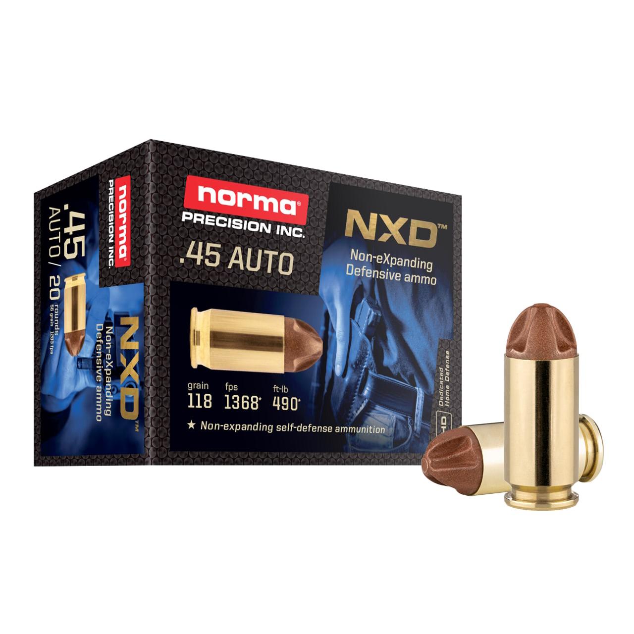 Norma NXD Handgun Ammunition .45 Auto 118gr NXD 1368 fps 20/ct