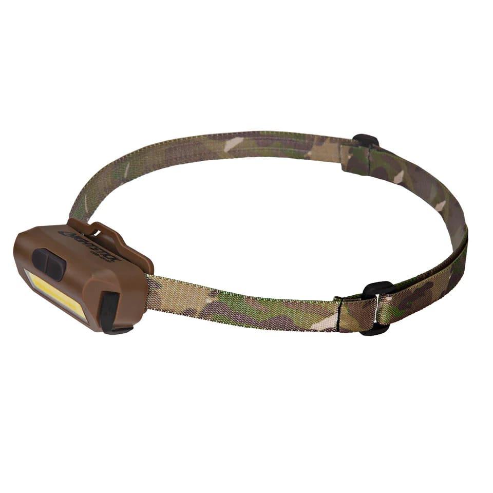 Nightstick Multi-Flood USB Headlamp with Brim Clip & Black Strap LiPo FDE Picture of Bayco Products dba NightStick Multi-Flood USB Headlamp w/Brim Clip & Black Strap - LiPo - FDE