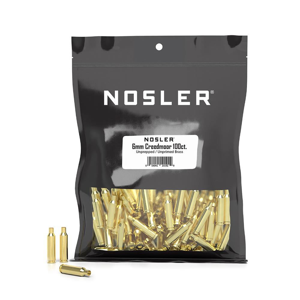 Nosler Unprimed Unprepped Brass Rifle Cartridge Cases 6mm Creedmoor 100/ct (BULK) Picture of Nosler Bullets Inc. 6mm Creedmoor NOS HS Bulk Brass-100 ct