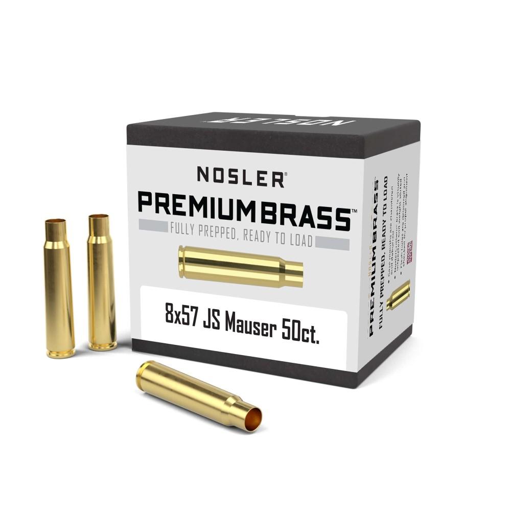 Nosler Unprimed Brass Rifle Cartridge Cases 8x57mm JS Mauser 50/ct Picture of Nosler Bullets Inc. NOSLER BRASS 8X57 JS MAUSER 50/CT