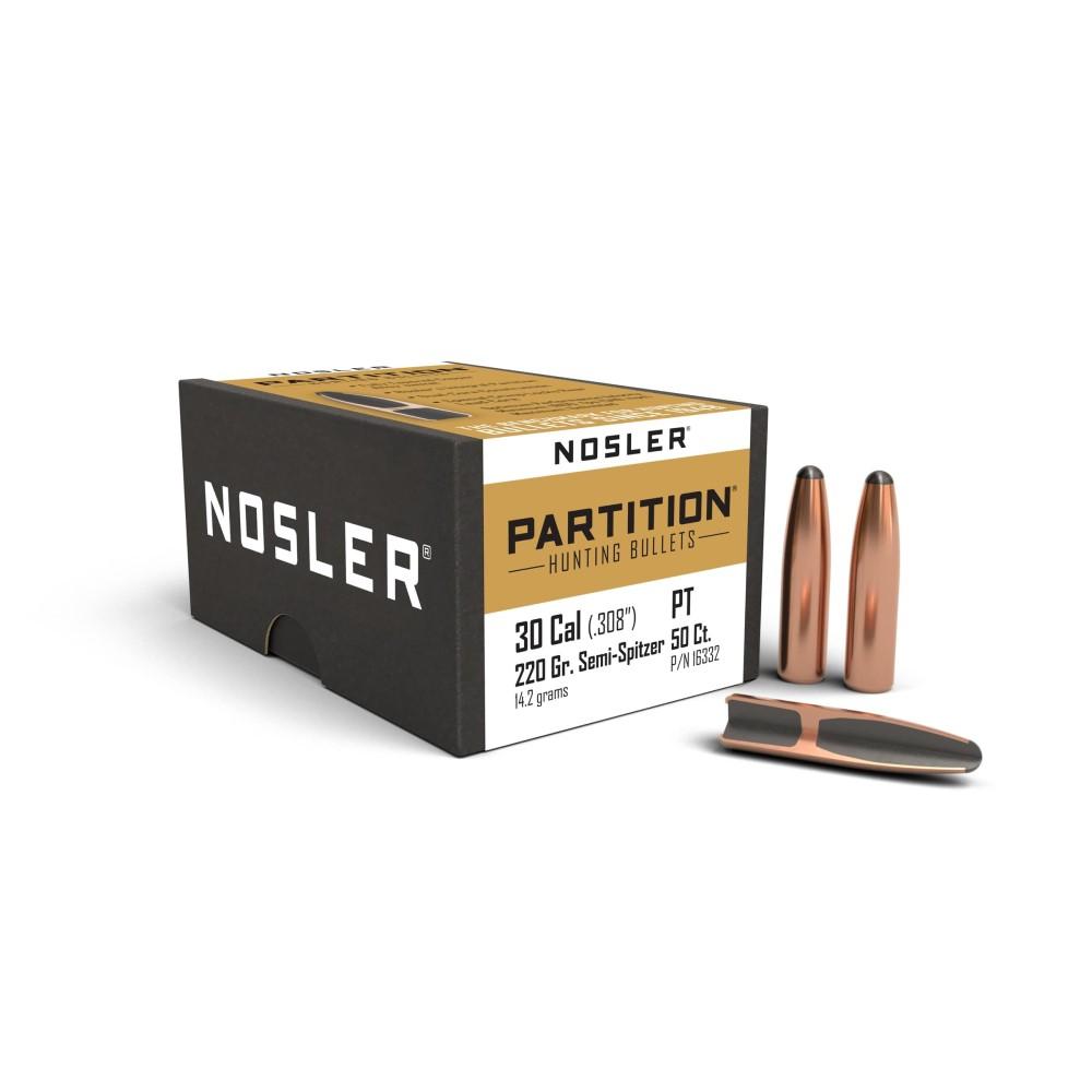 Nosler Partition Rifle Bullets .30 cal .308" 220 gr SEMI-SPT 50/ct