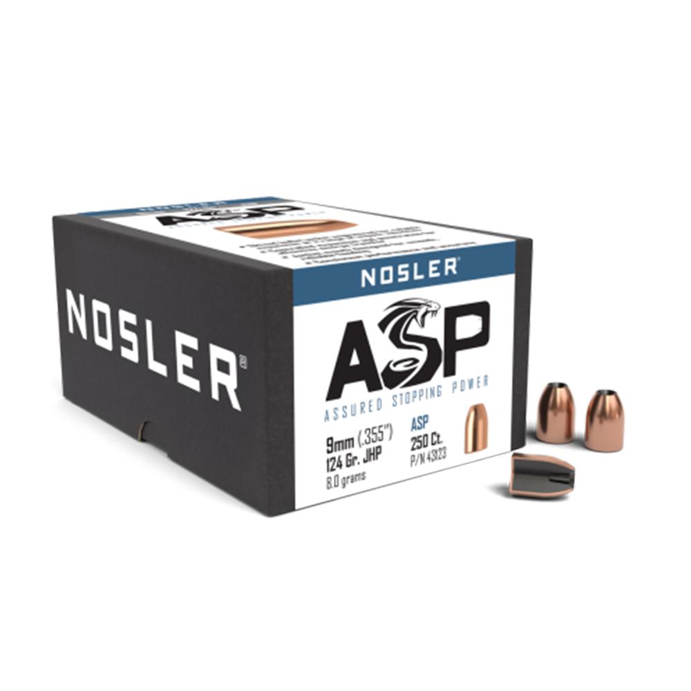 Nosler Sporting Handgun Pistol Bullets 9mm .355" 124 gr JHP 250/ct Picture of Nosler Bullets Inc. 9MM .355 124GR JHP 250ct