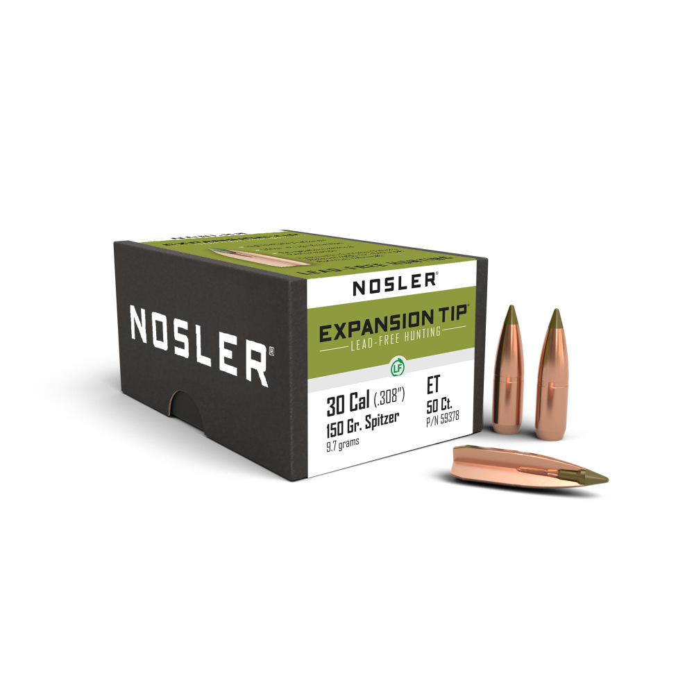 Nosler E-Tip Lead-Free Expansion Rifle Bullets .30 cal .308 150 gr SPTZ E-TIP 50/ct