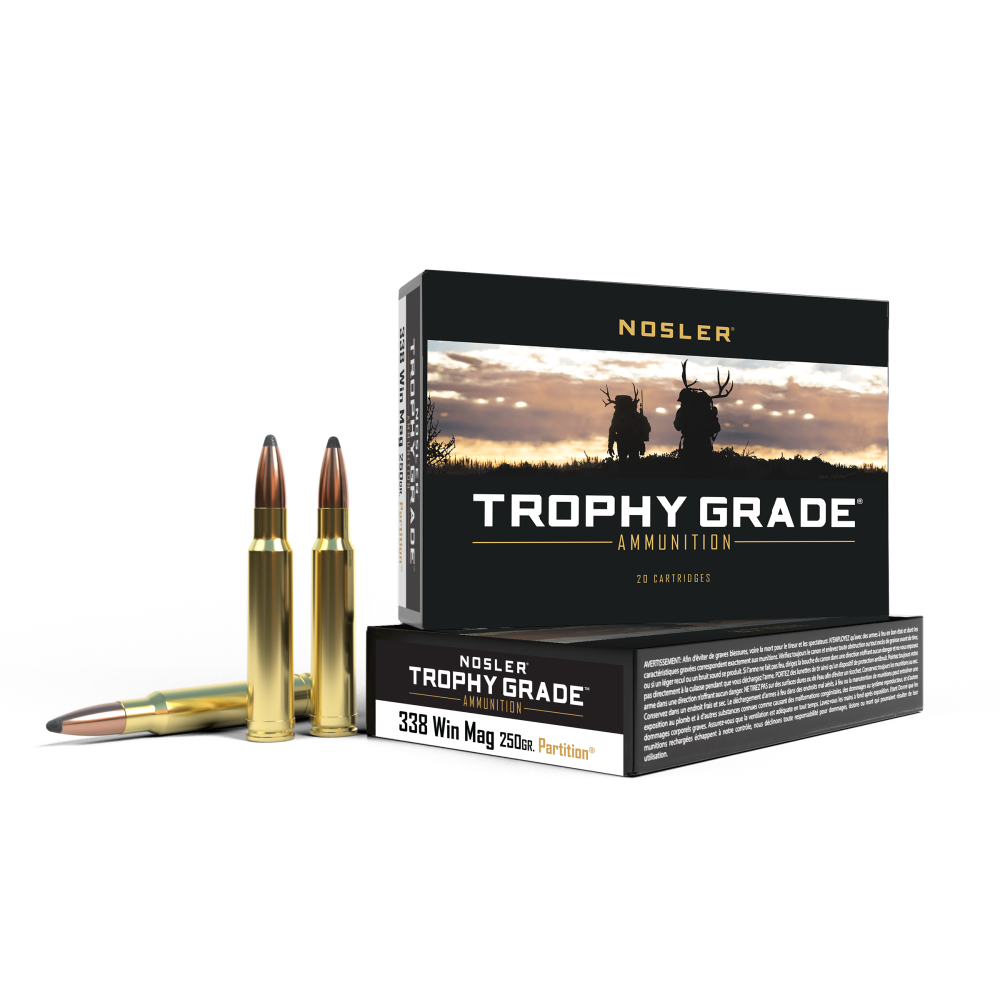 Nosler Partition Trophy Grade Rifle Ammunition .338 Win Mag 250 gr PSP 2600 fps 20/ct