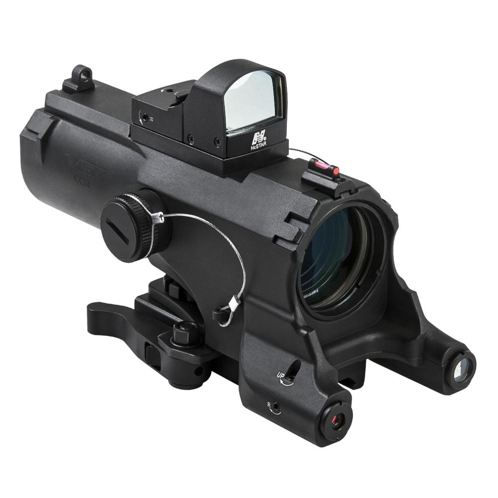 NcStar ECO 4xScope/Laser & NAV LED/Micro Green Dot Black Picture of NcSTAR Inc. ECO 4X34 PRISM SCOPE WITH DXGAB URBAN TAC RET BLUE ILL. GRN LASER BLACK