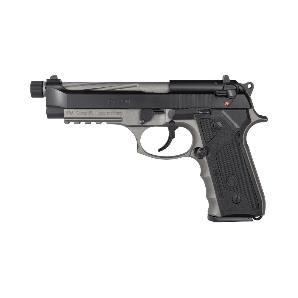 Girsan Regard MC X Handgun 9mm Luger 18rd Magazine 4.9" Barrel Two Tone Tungsten/Black Picture of EAA - European American Armory Corp GIRSAN REGARD MC X 9MM 4.9'' THREADED FLUTED BRL 18+1 AMBI 2-TONE CERAKOTE