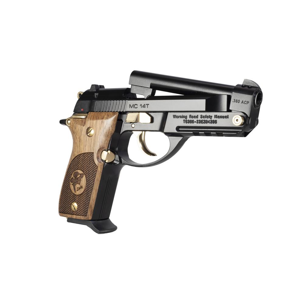 Girsan MC 14T Lady Tip-Up Handgun .380 ACP 13rd Magazine 4.5" Barrel Black Gloss and Gold Picture of EAA - European American Armory Corp GIRSAN MC14 LADY TIP UO 380ACP GLBL 4.5"BBL 13+1 MAG
