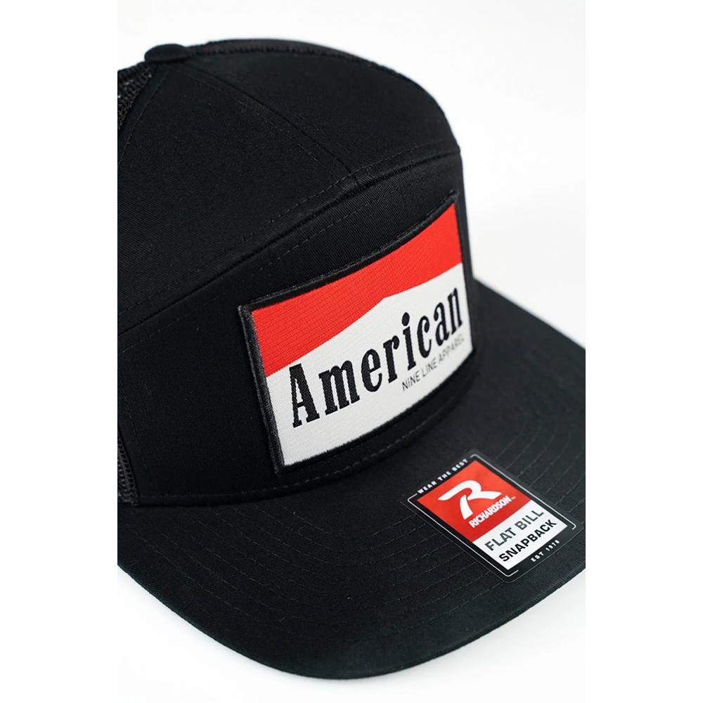 Nine Line American 7-Panel Richardson Trucker Hat Black Picture of Nine Line Apparel NewLine AMERICAN-HAT-168-BLACK