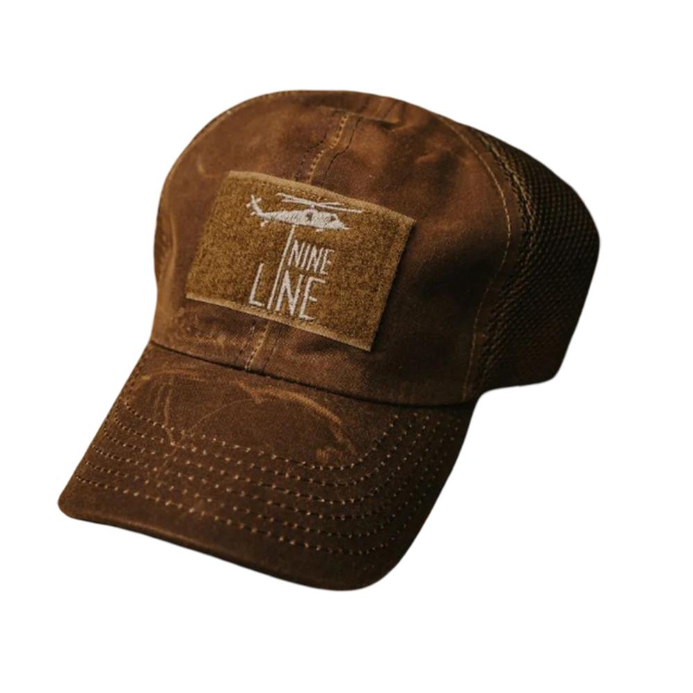 Nine Line Tan American Made Mesh Back Hat with Dropline Picture of Nine Line Apparel NewLine EMB17-AMMBHAT-WAXTAN-PATCH