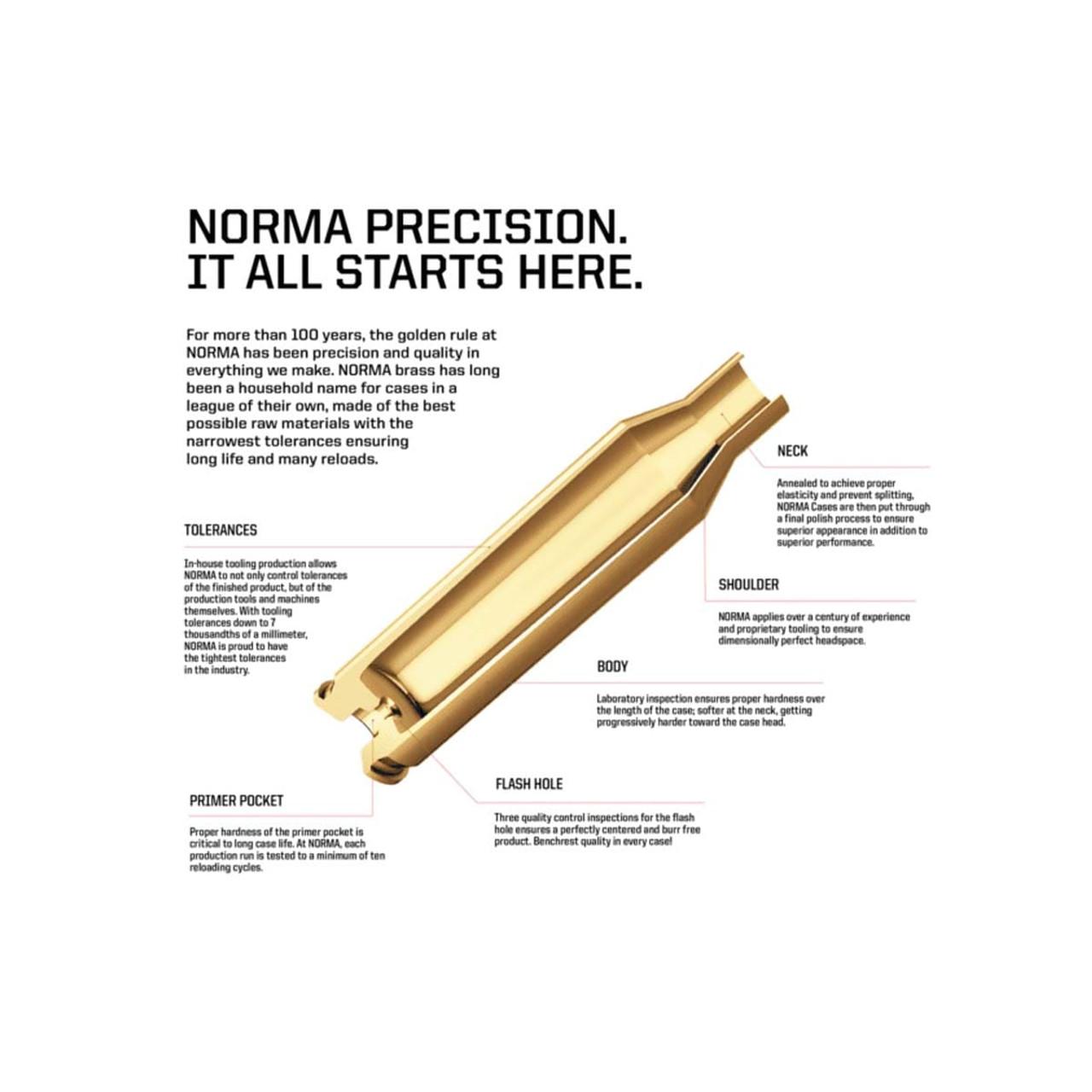 Norma Premium Reloading Brass .338 Win. Magnum 50/ct Picture of Norma Ammunition Norma Premium Reloading Brass .338 Win. Magnum 50 Rnds