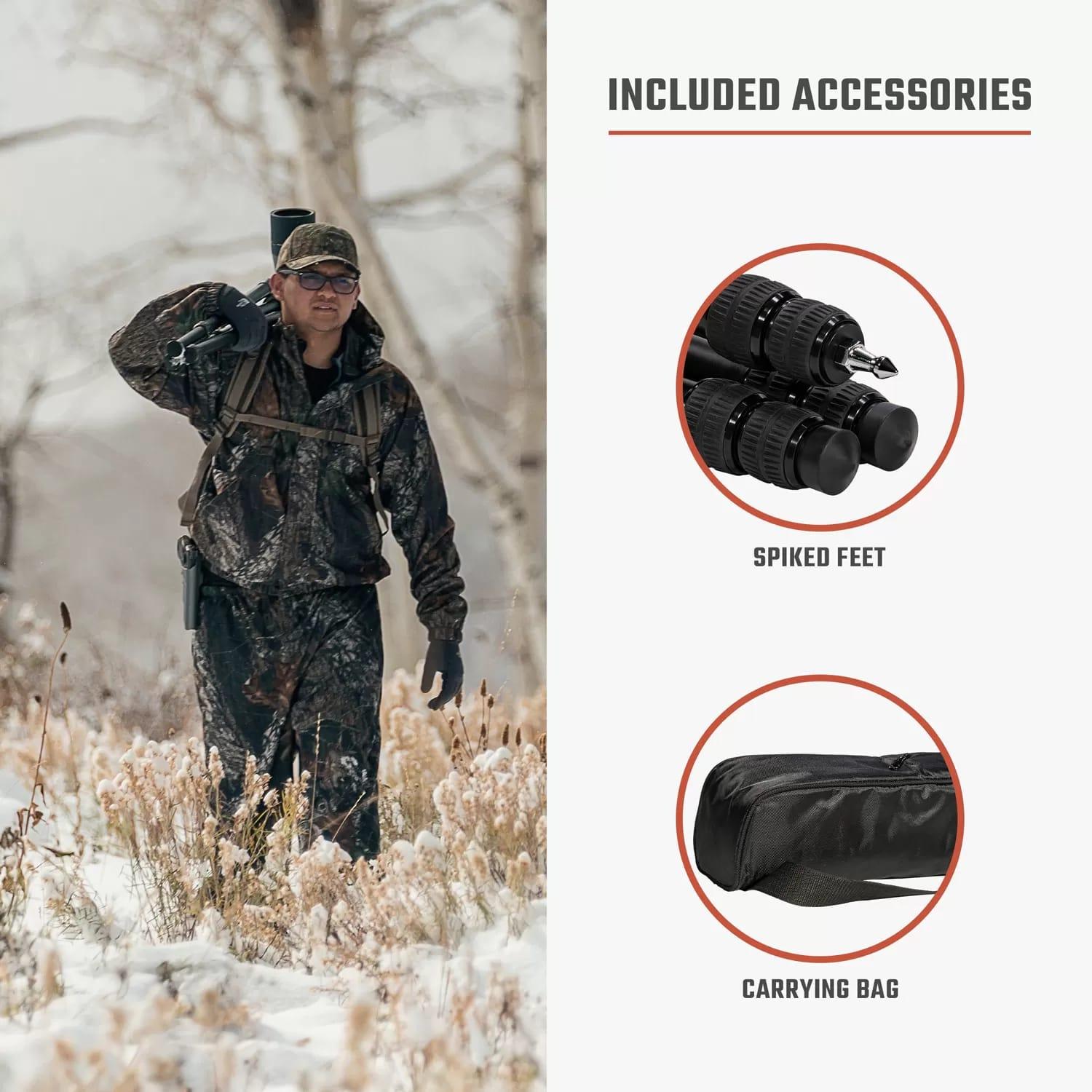 Athlon Midas AL28 Aluminum Tripod 17" - 65" Black with Soft Sided Carrying Case Picture of Athlon Optics Midas AL28 - Aluminum Tripod (28mm tube) Soft sided carrying case