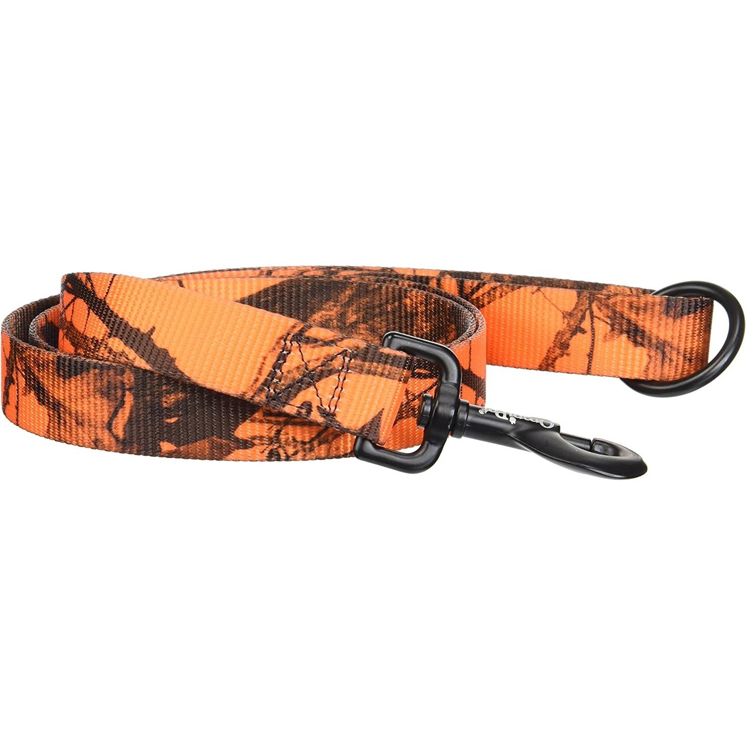 Omnipet Nylon Dog Lead 1" x 6 ft Mossy Oak Blaze Orange Camo